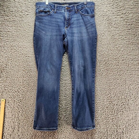 Lee Jeans Womens 14 Short Blue Mid Rise Regular Fit Straight Leg Stretch - Picture 1 of 13